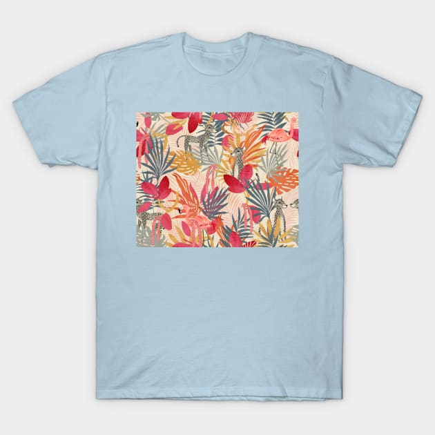 Tropical Jungle (pink) T-Shirt by katherinequinnillustration